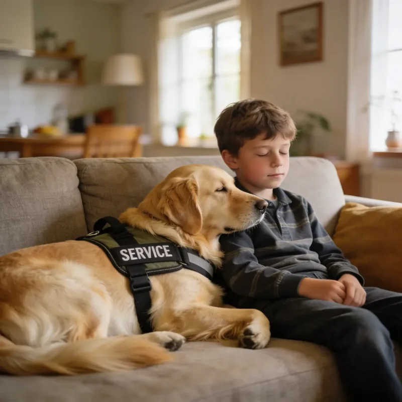 Kind mit Autismushund – Golden Retriever als ruhiger Begleiter